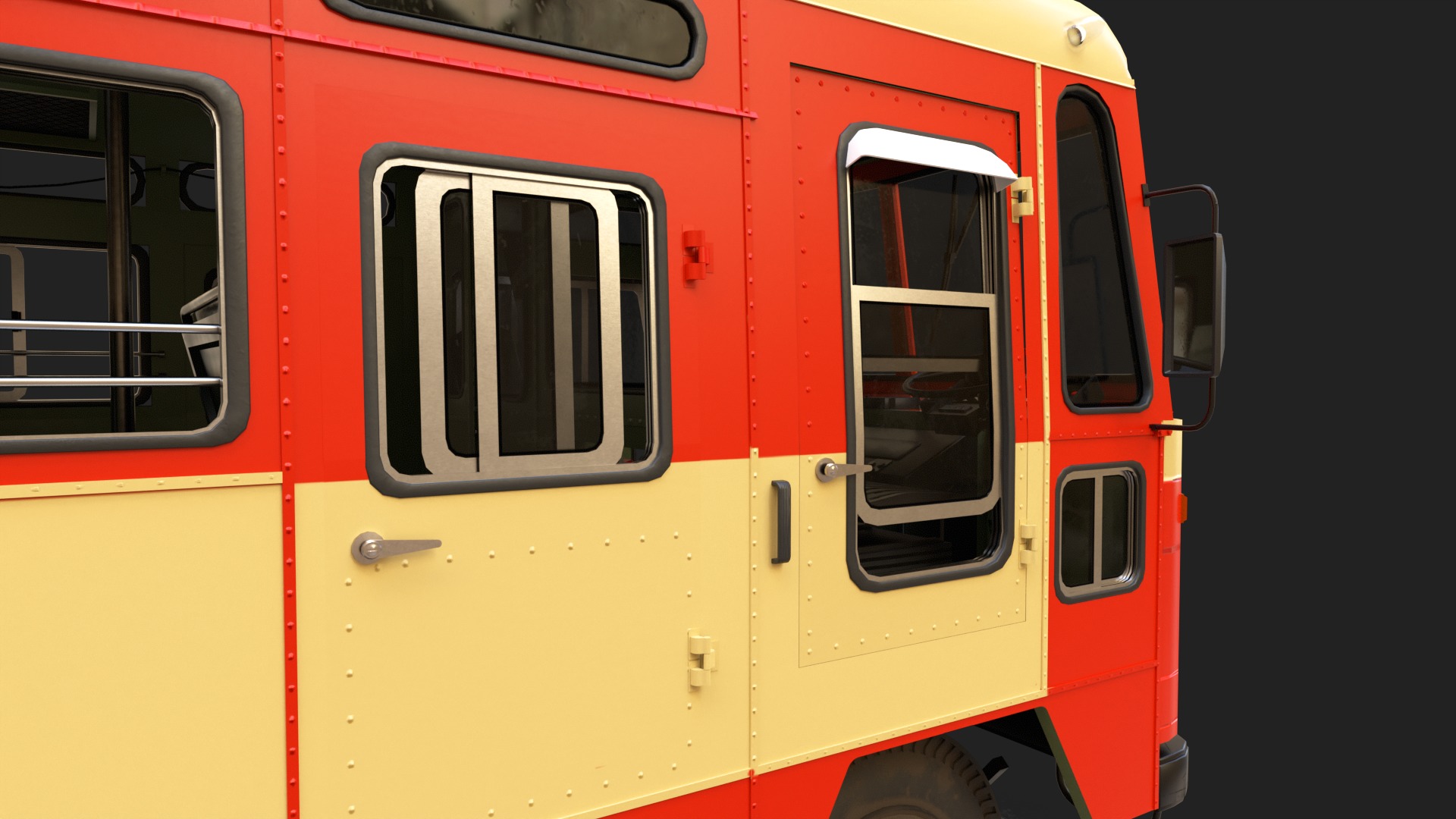 INDIAN ST BUS V2 Orange and Yellow Low-poly 3D model_11