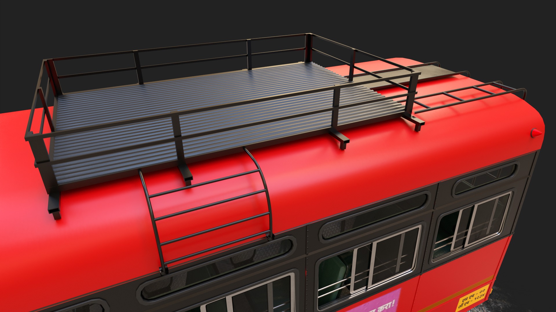 INDIAN ST BUS V 2 Red and Black Low-poly 3D model_6