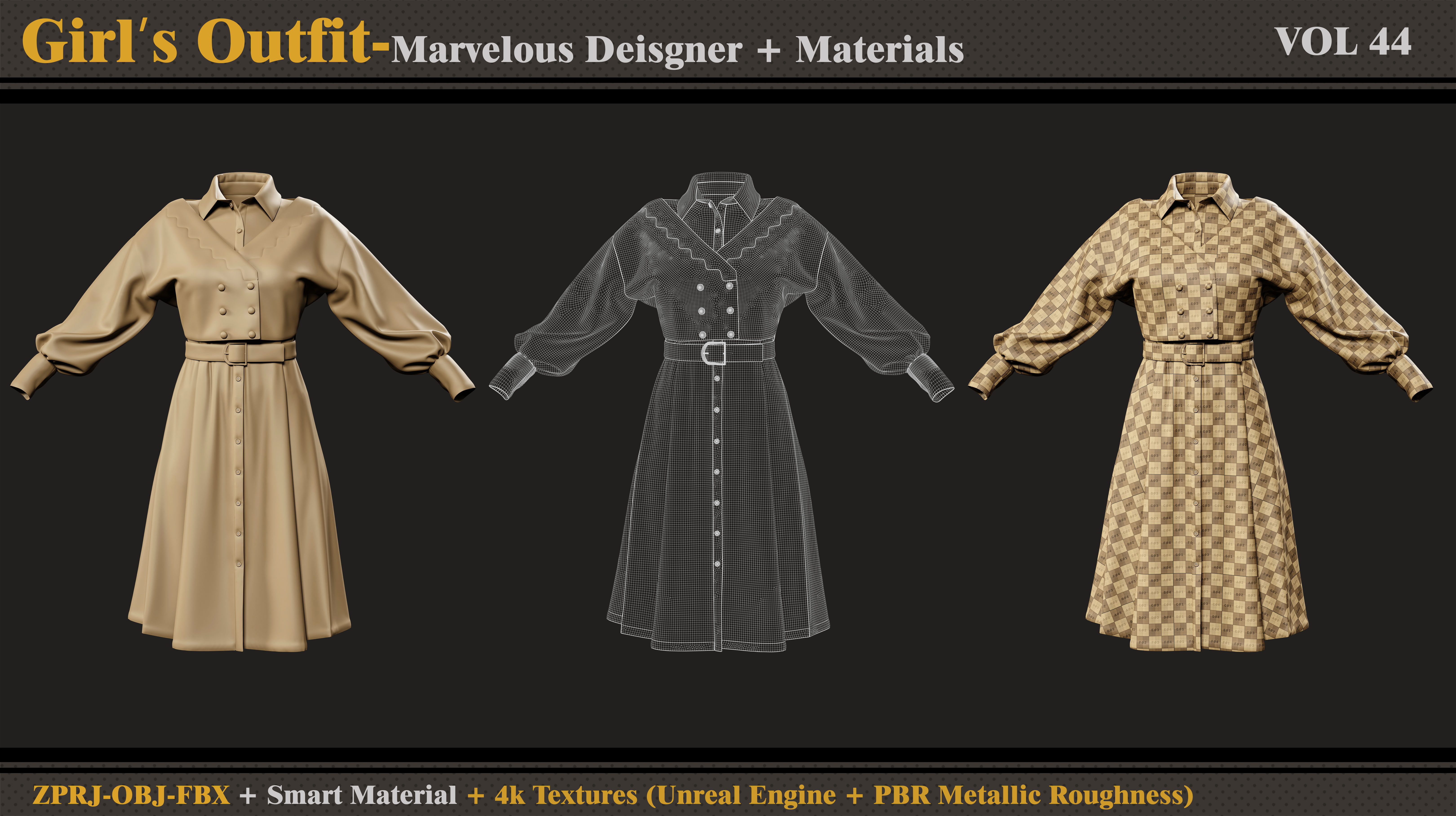 Girls Outfit- MD-Clo3d-Smart Material-Textures -OBJ-FBX 3D model_3