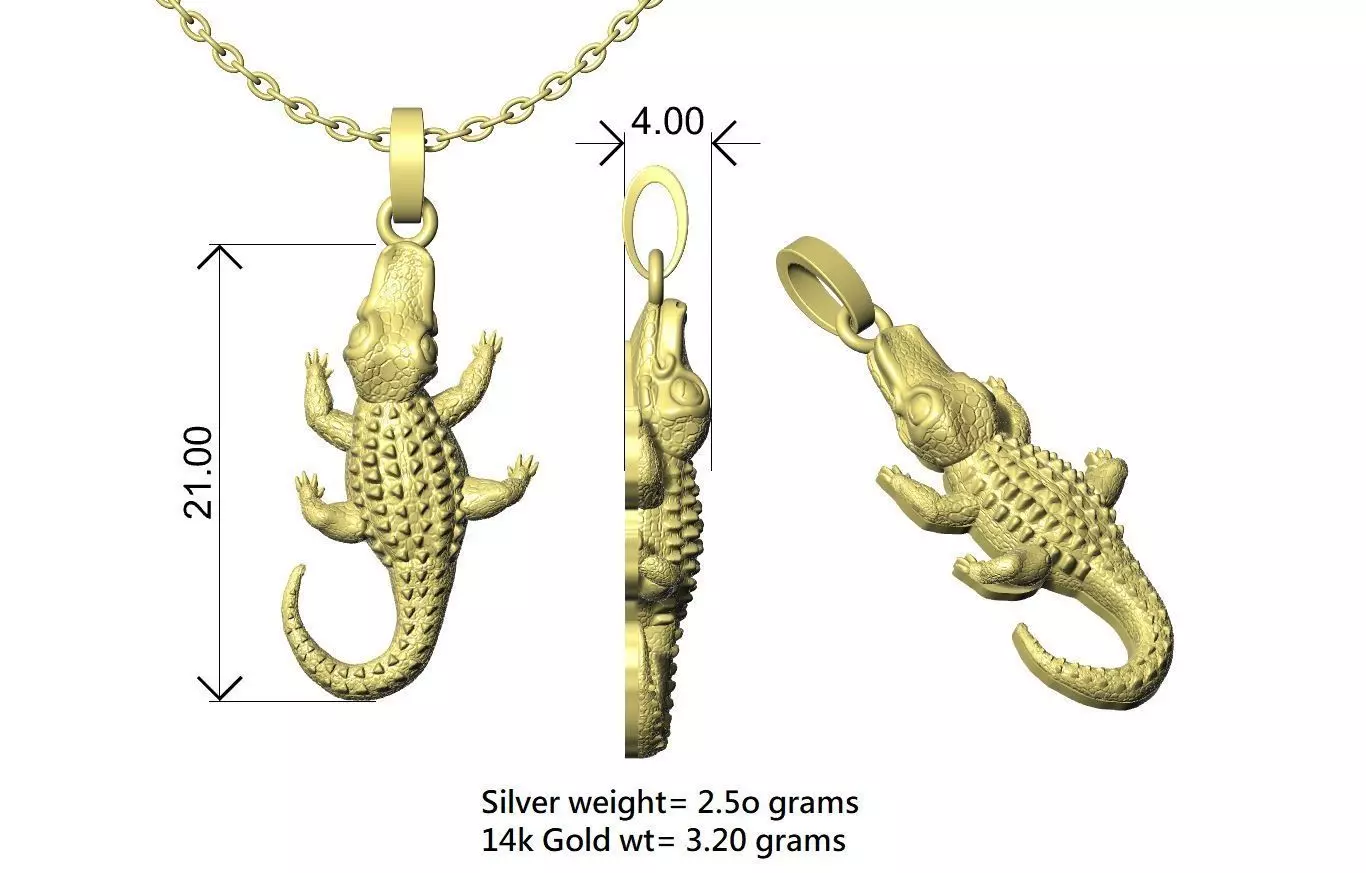 Crocodile Pendant design 3D print model