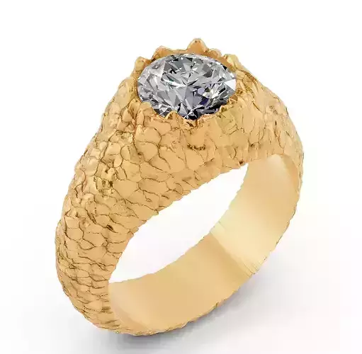 Rock ring  printable gold jewelry printable 3D model