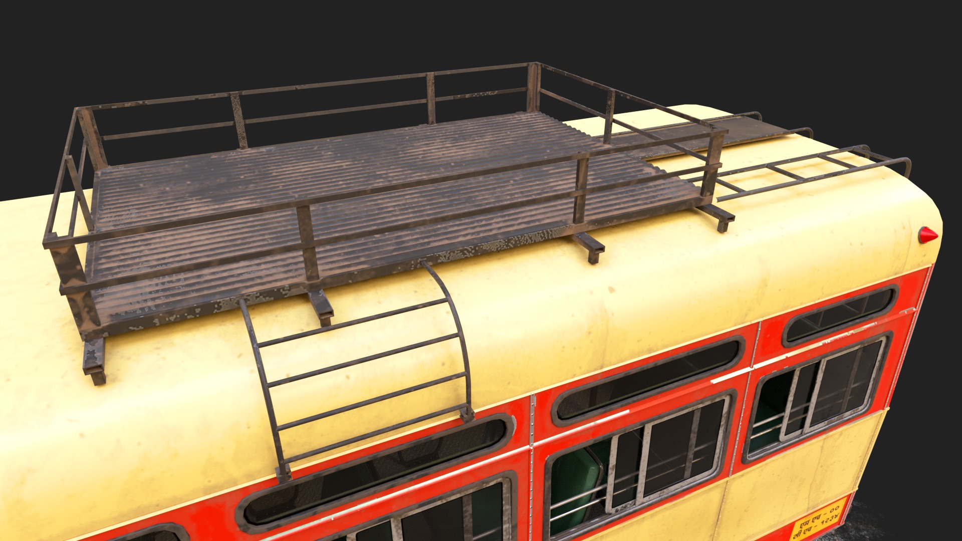 NDIAN ST BUS V2 Old Orange and Yellow Low-poly 3D model_6