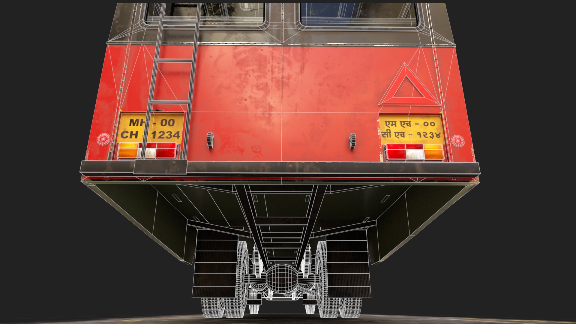 NDIAN ST BUS V2 Old Orange and Yellow Low-poly 3D model_22