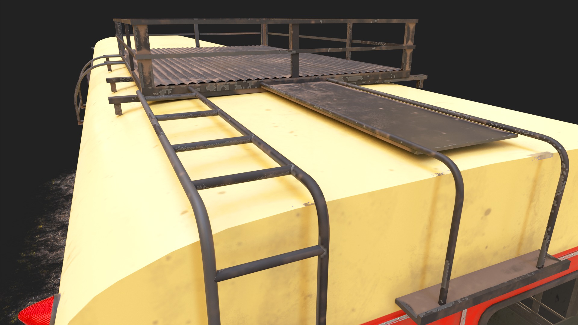 NDIAN ST BUS V2 Old Orange and Yellow Low-poly 3D model_7