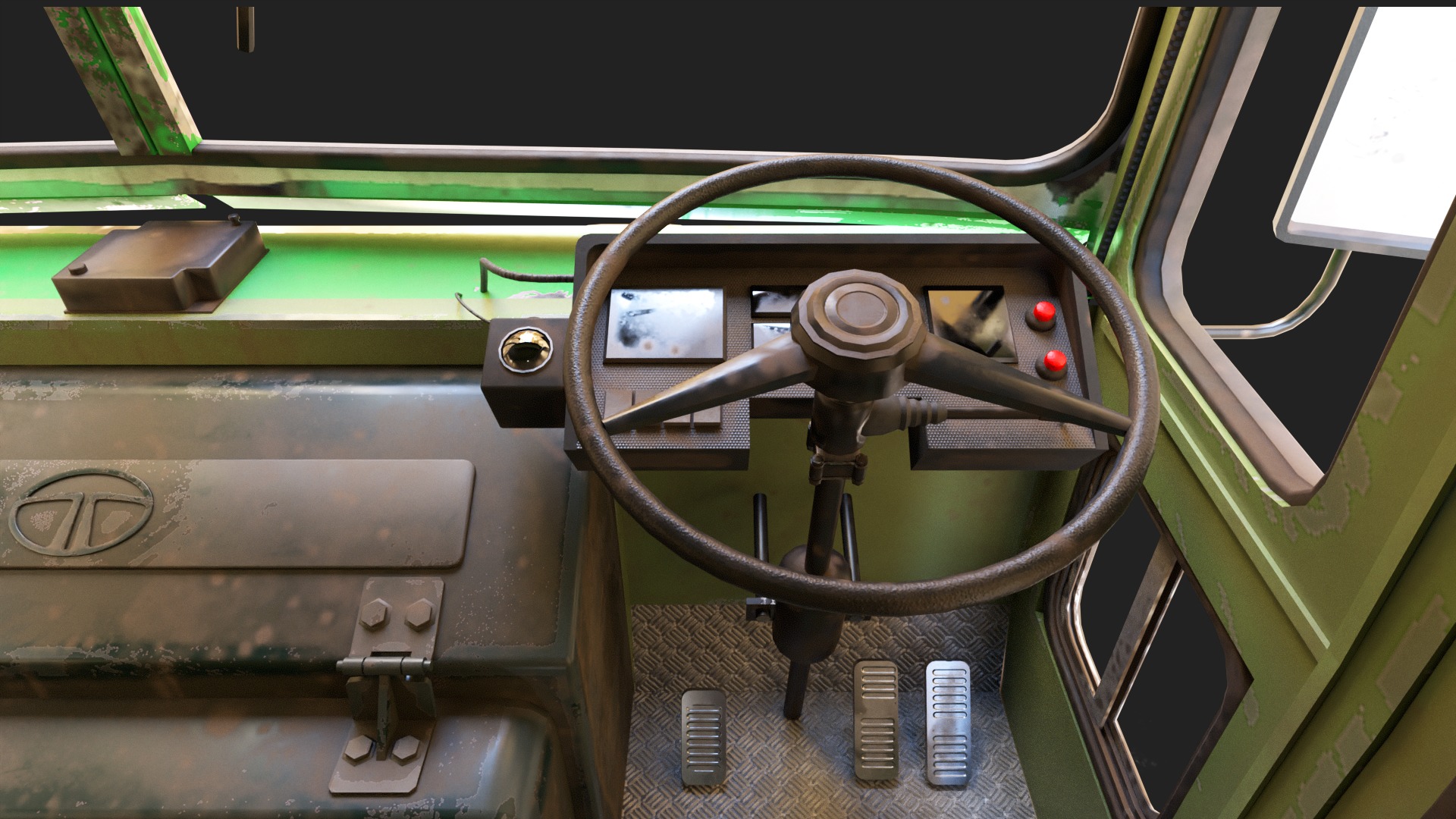 NDIAN ST BUS V2 Old Orange and Yellow Low-poly 3D model_18