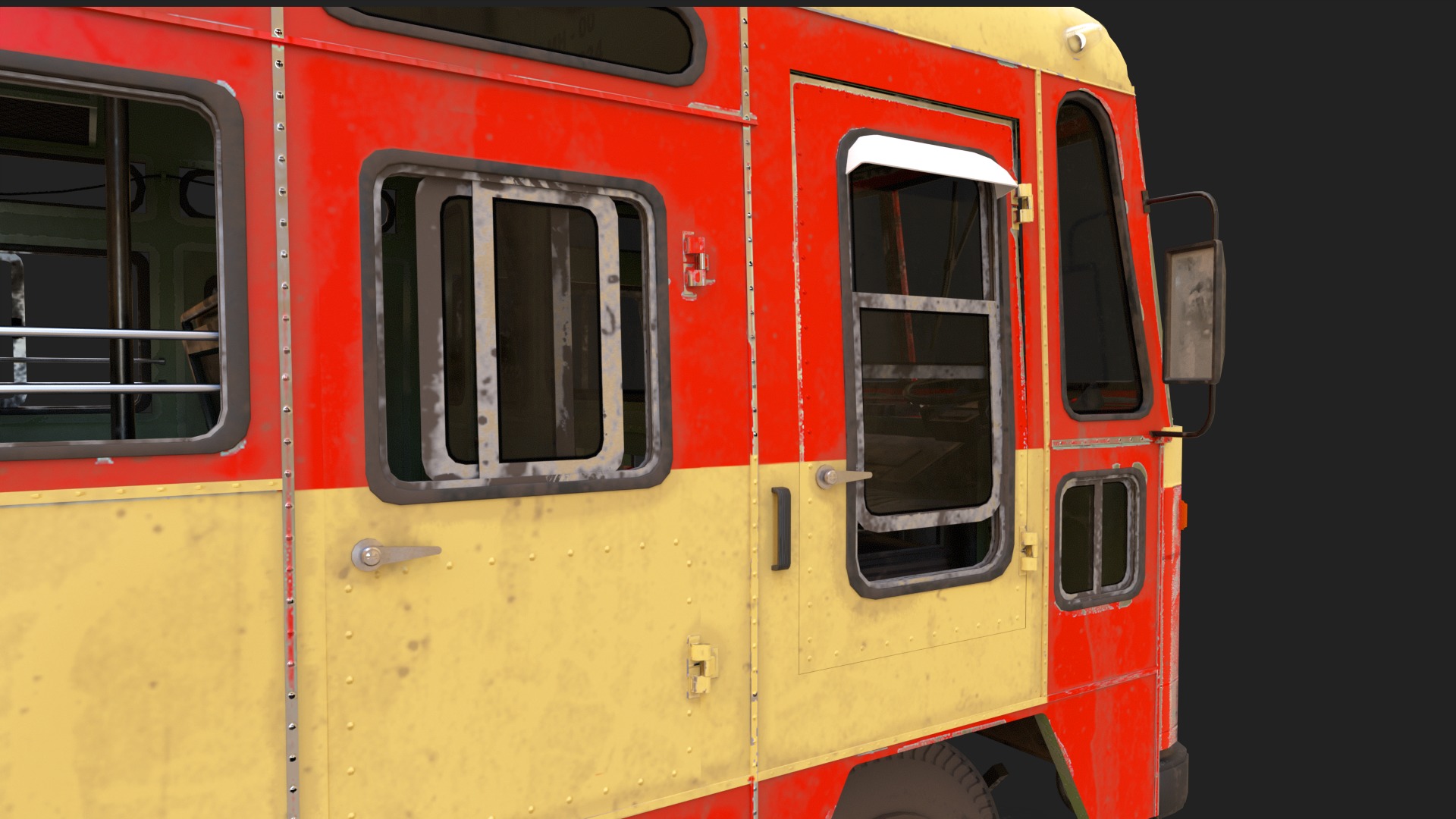 NDIAN ST BUS V2 Old Orange and Yellow Low-poly 3D model_11