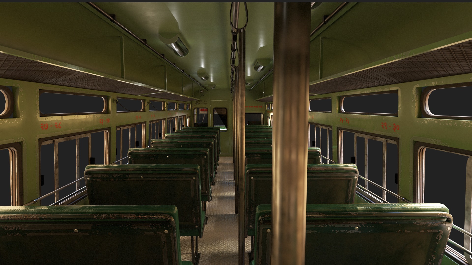 NDIAN ST BUS V2 Old Orange and Yellow Low-poly 3D model_13