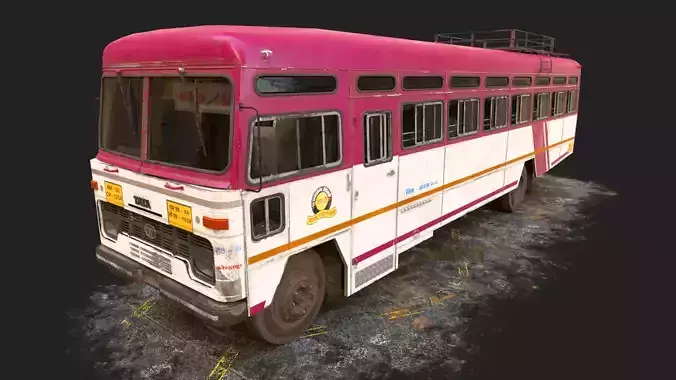 INDIAN HIRKANI ST BUS V2 Old Purple and White 3D model