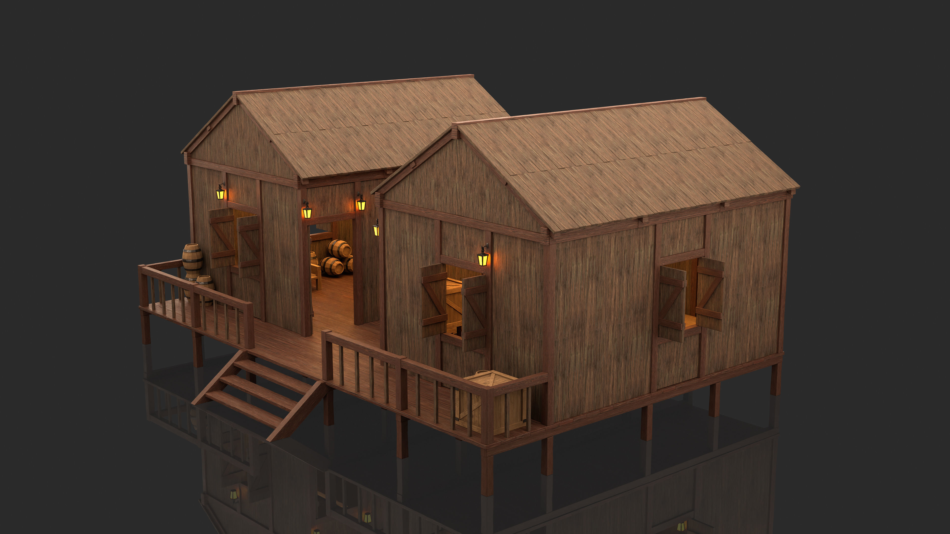 Medieval Fantasy House 04 3D model_7