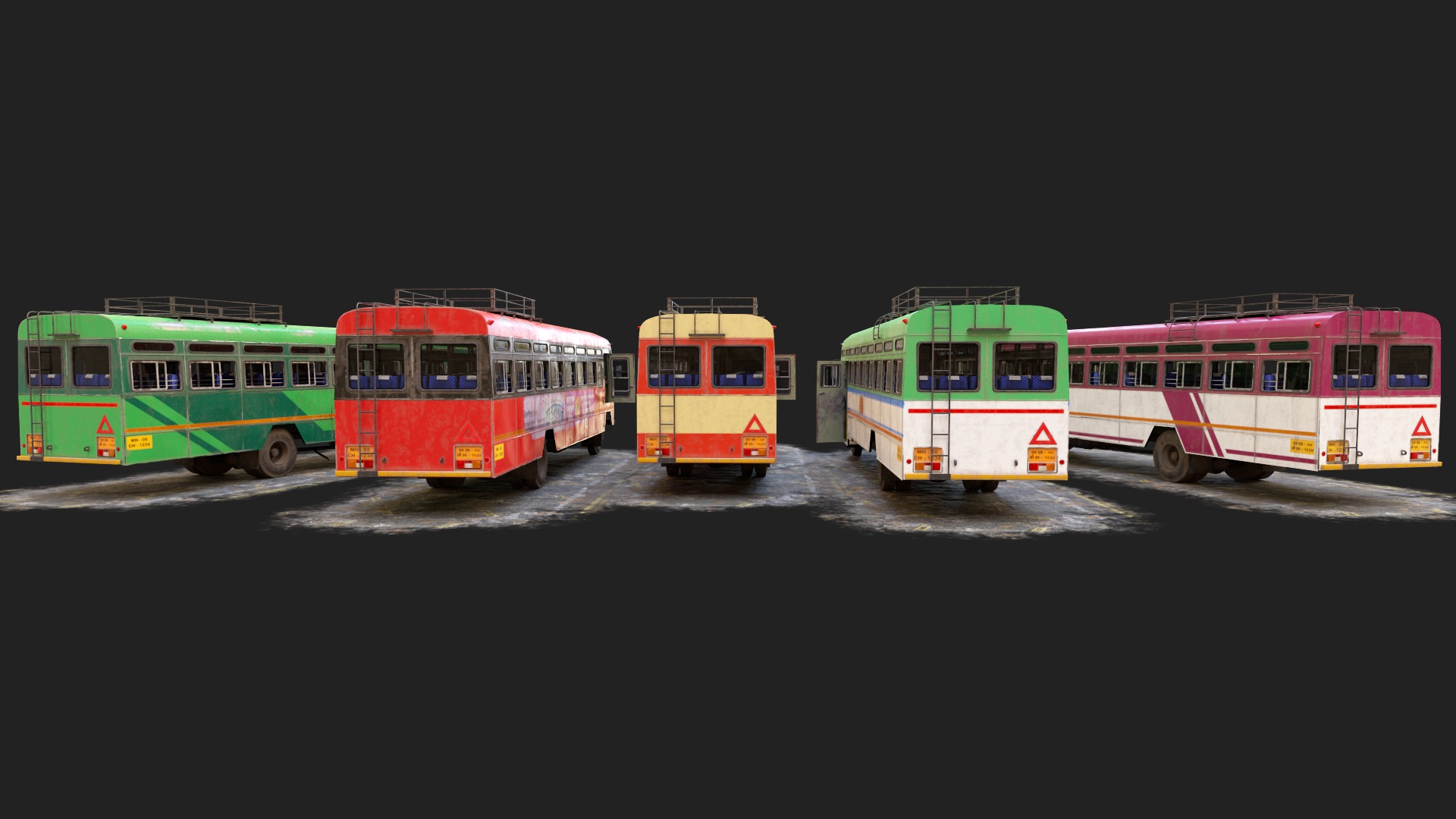 INDIAN ST BUS Collection V1 used Low-poly 3D model_3