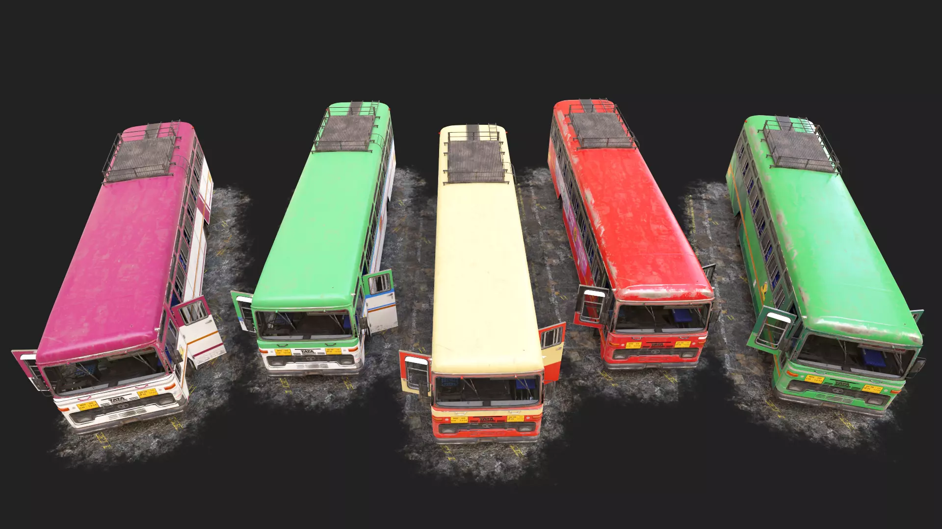INDIAN ST BUS Collection V1 used Low-poly 3D model_0