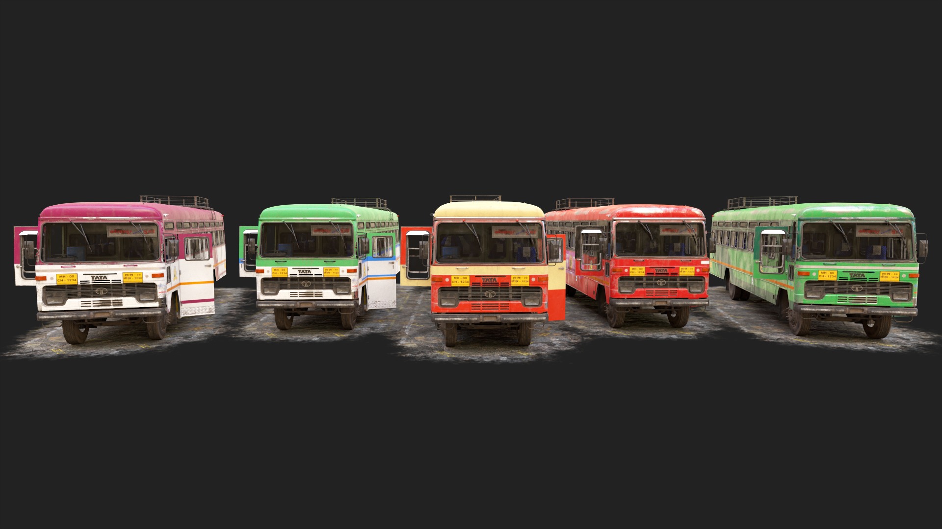 INDIAN ST BUS Collection V1 used Low-poly 3D model_1