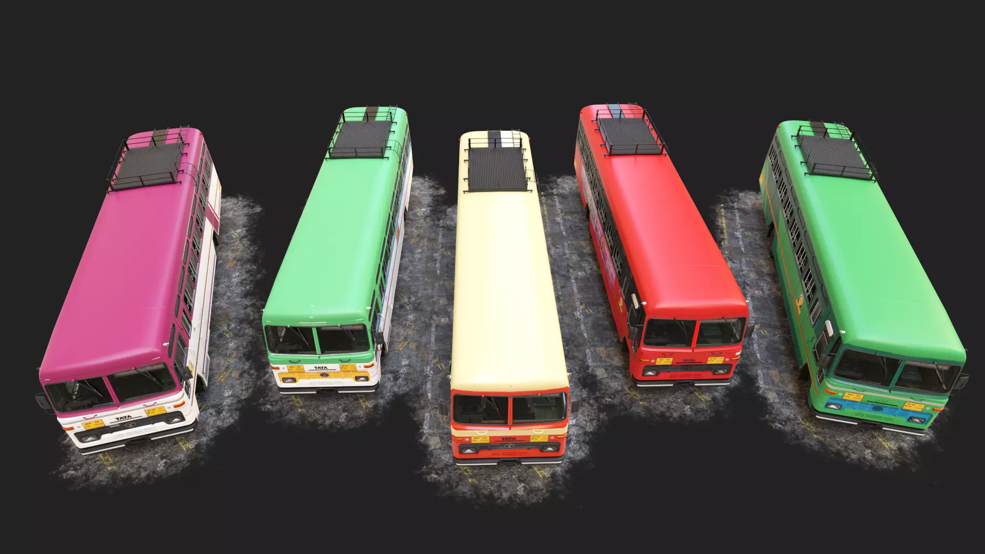 INDIAN ST BUS Collection V2 Low-poly 3D model_0