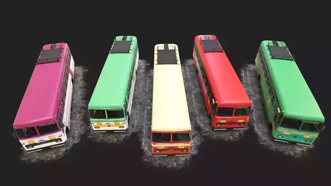 INDIAN ST BUS Collection V2 Low-poly 3D model