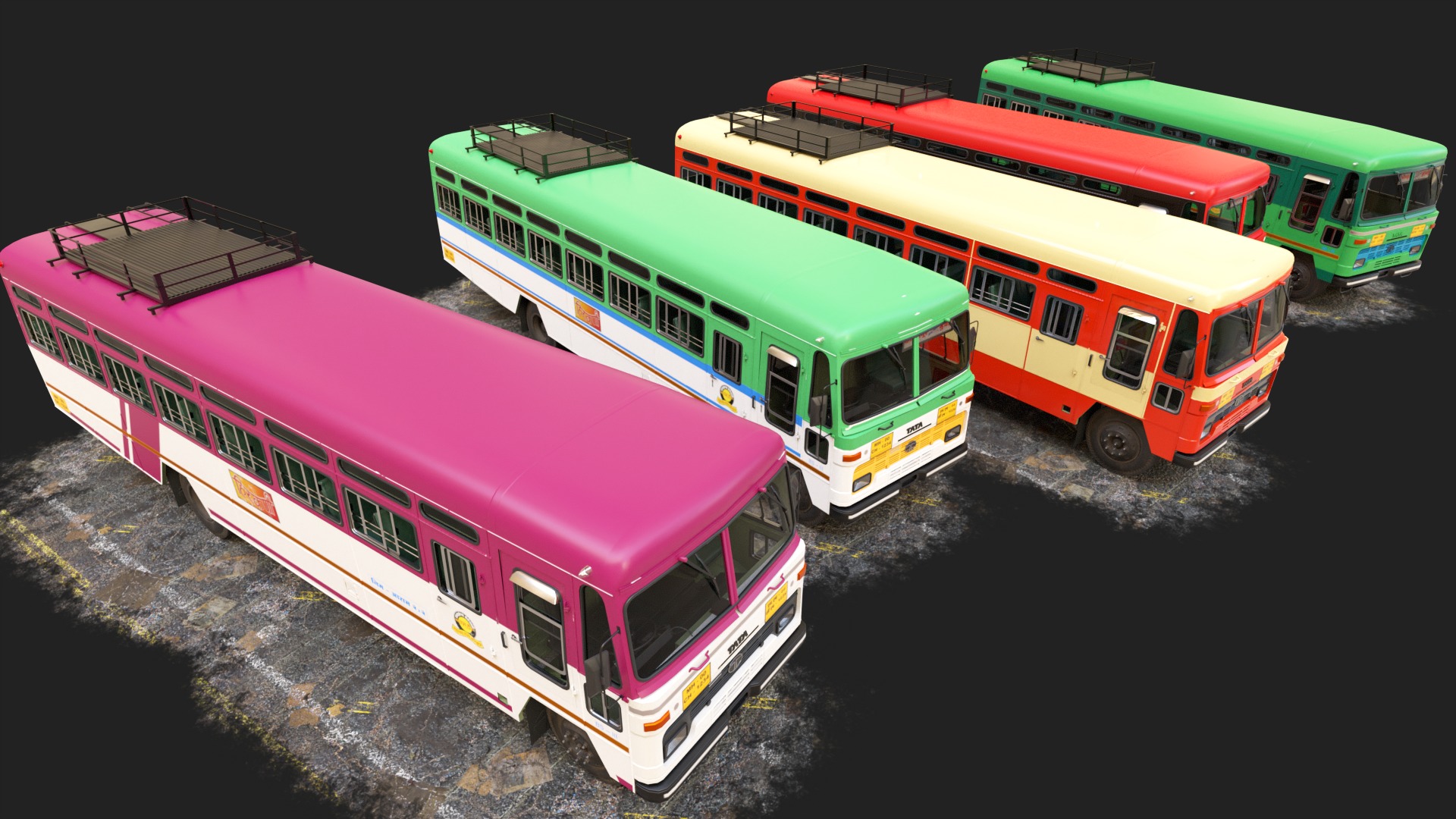 INDIAN ST BUS Collection V2 Low-poly 3D model_2
