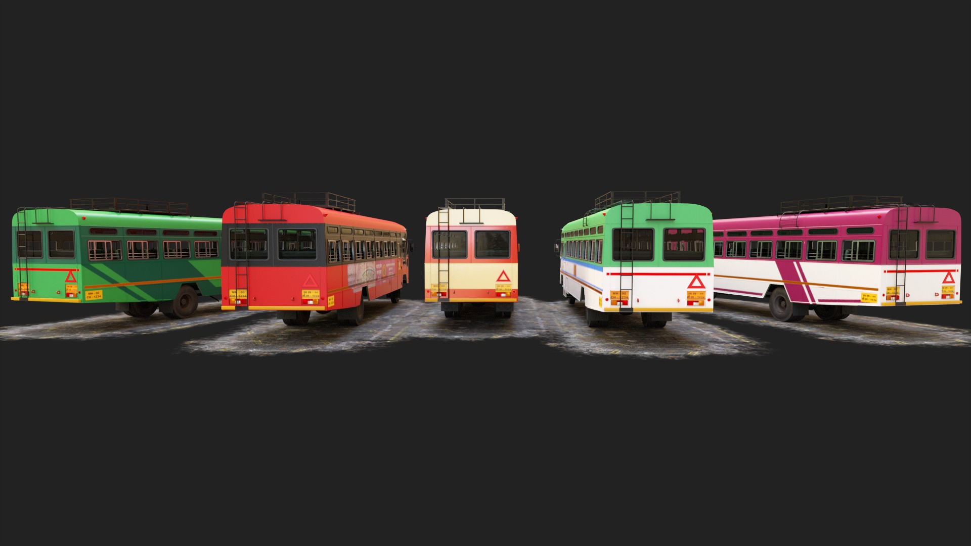 INDIAN ST BUS Collection V2 Low-poly 3D model_3