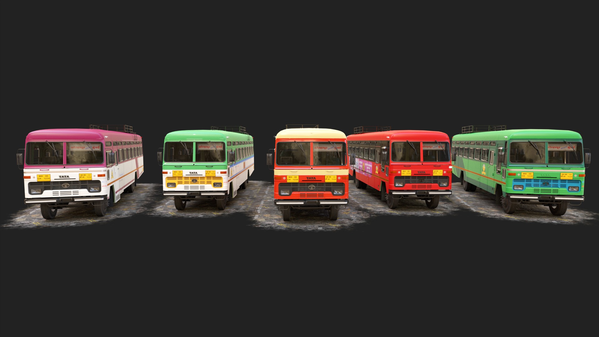 INDIAN ST BUS Collection V2 Low-poly 3D model_1