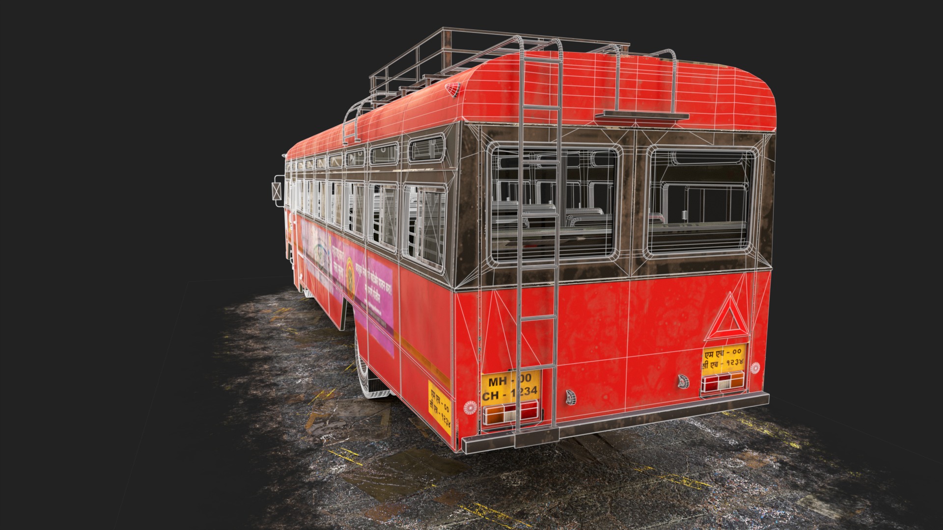 INDIAN ST BUS Collection V2 used Low-poly 3D model_13