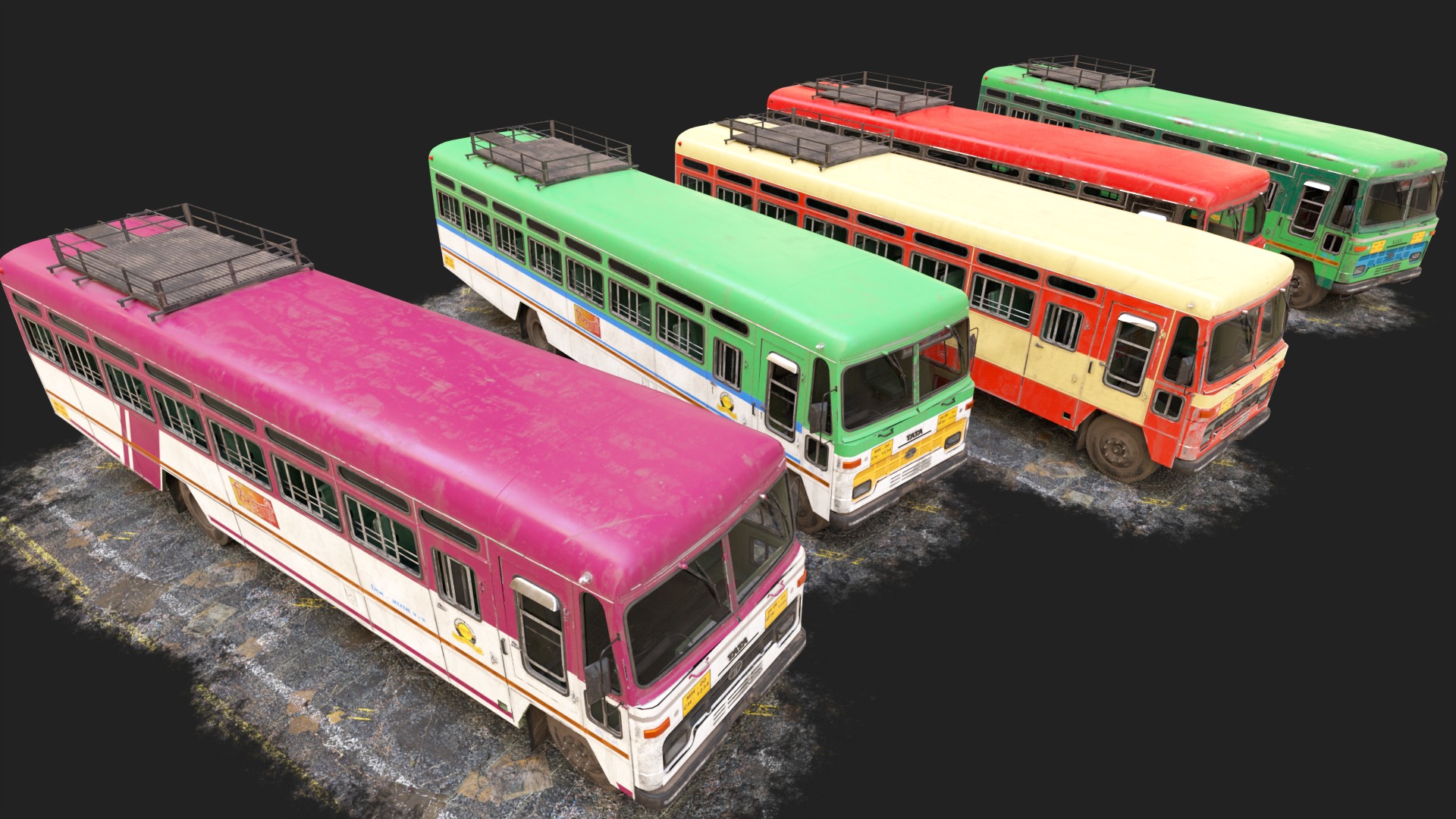 INDIAN ST BUS Collection V2 used Low-poly 3D model_2