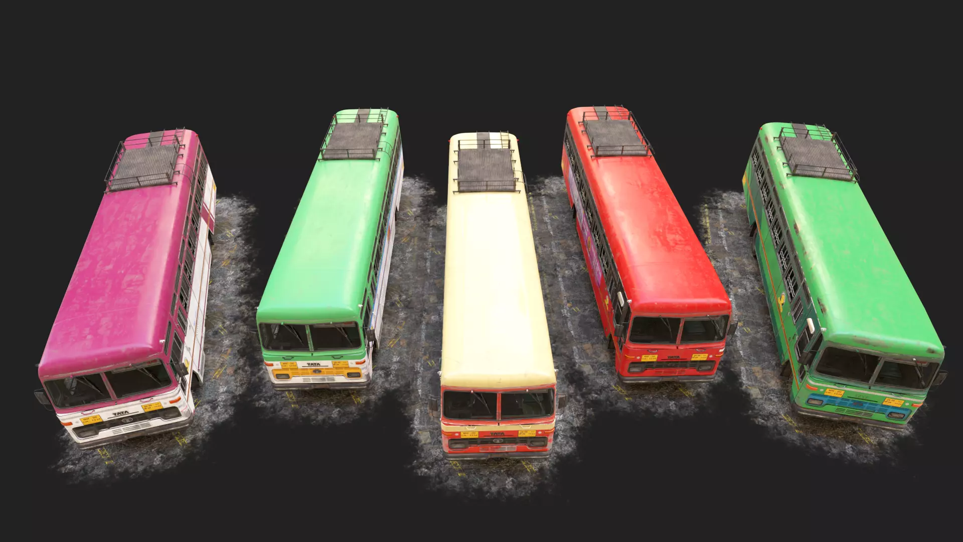 INDIAN ST BUS Collection V2 used Low-poly 3D model_0
