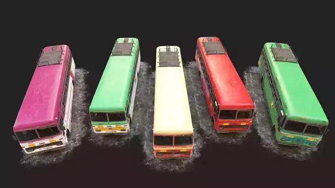 INDIAN ST BUS Collection V2 used Low-poly 3D model