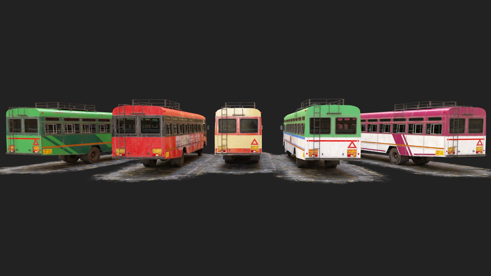 INDIAN ST BUS Collection V2 used Low-poly 3D model_3