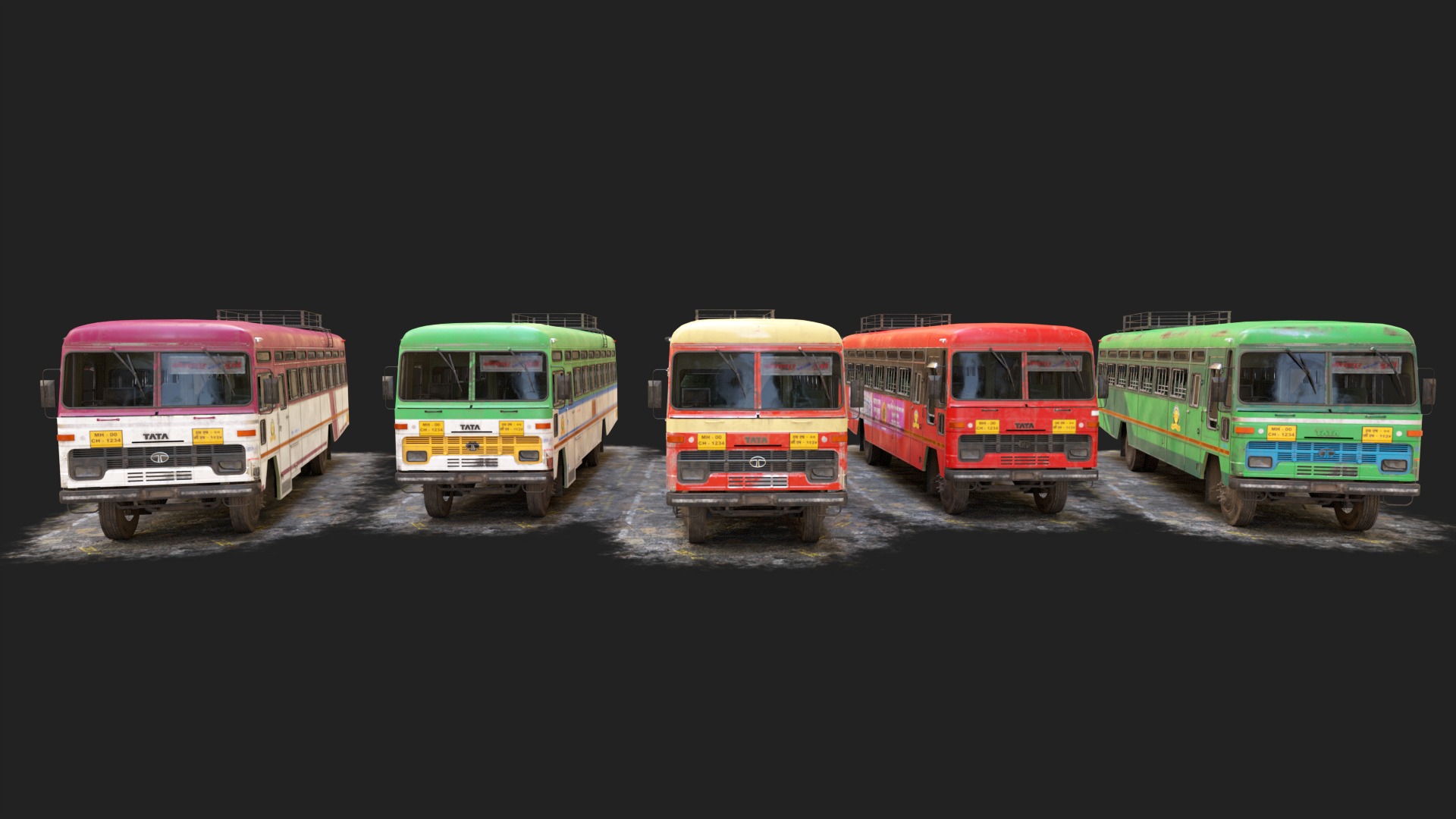 INDIAN ST BUS Collection V2 used Low-poly 3D model_1
