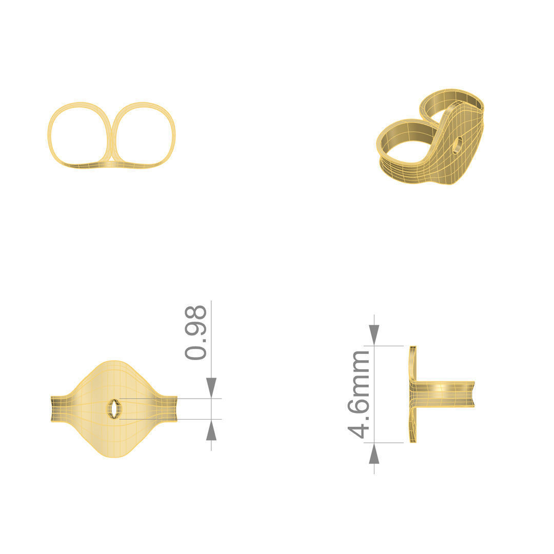 Earring Back - Standard Friction Back Model 3D print model_1