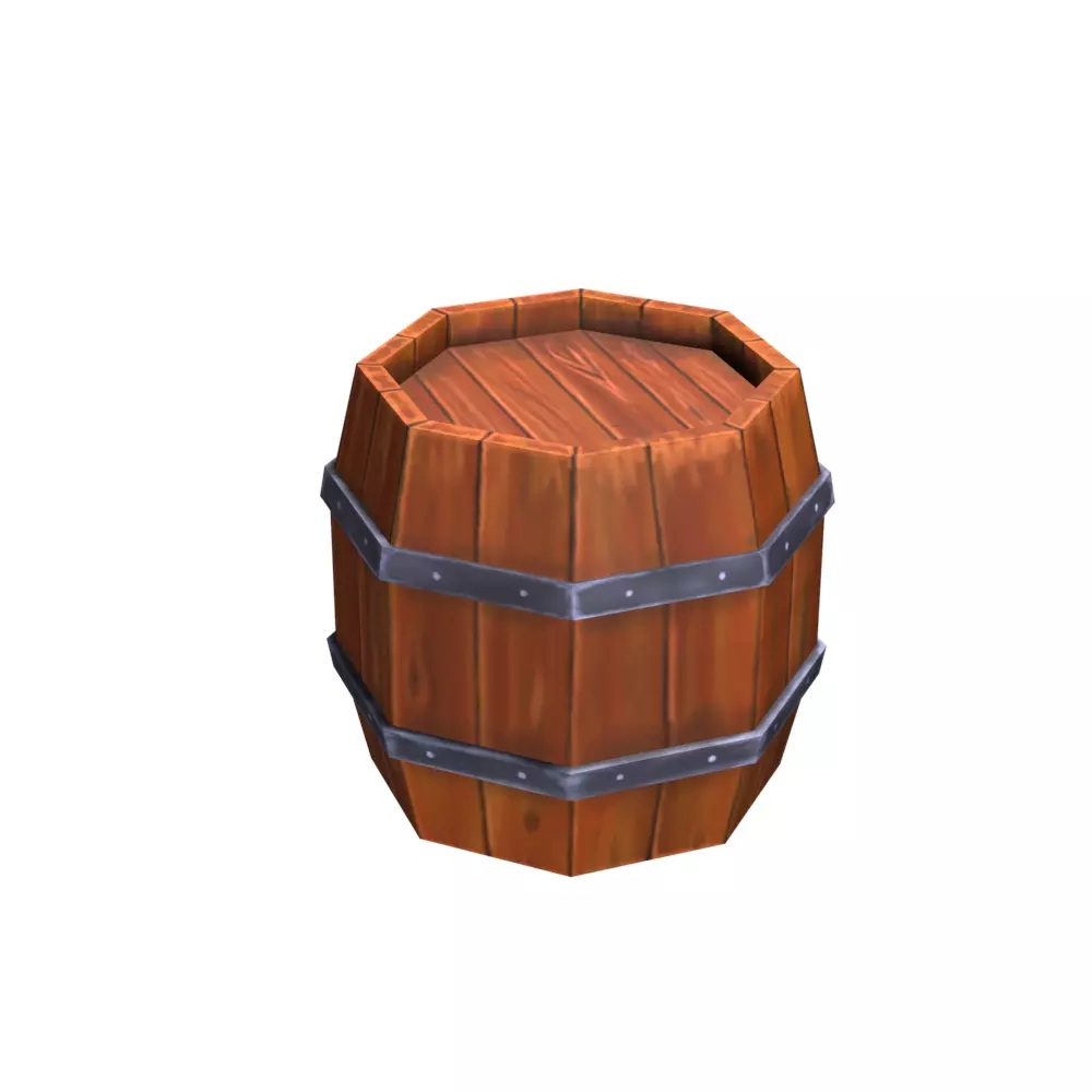 Hand Painted Wooden Barrel Free low-poly 3D model