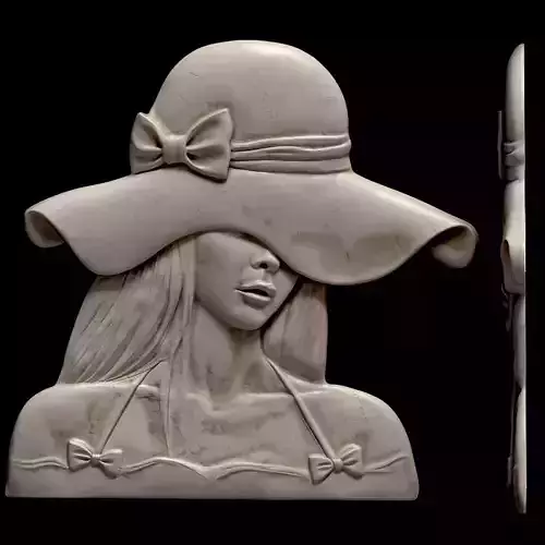 Mystery Woman in a Hat STL file for 3d printing or CNC