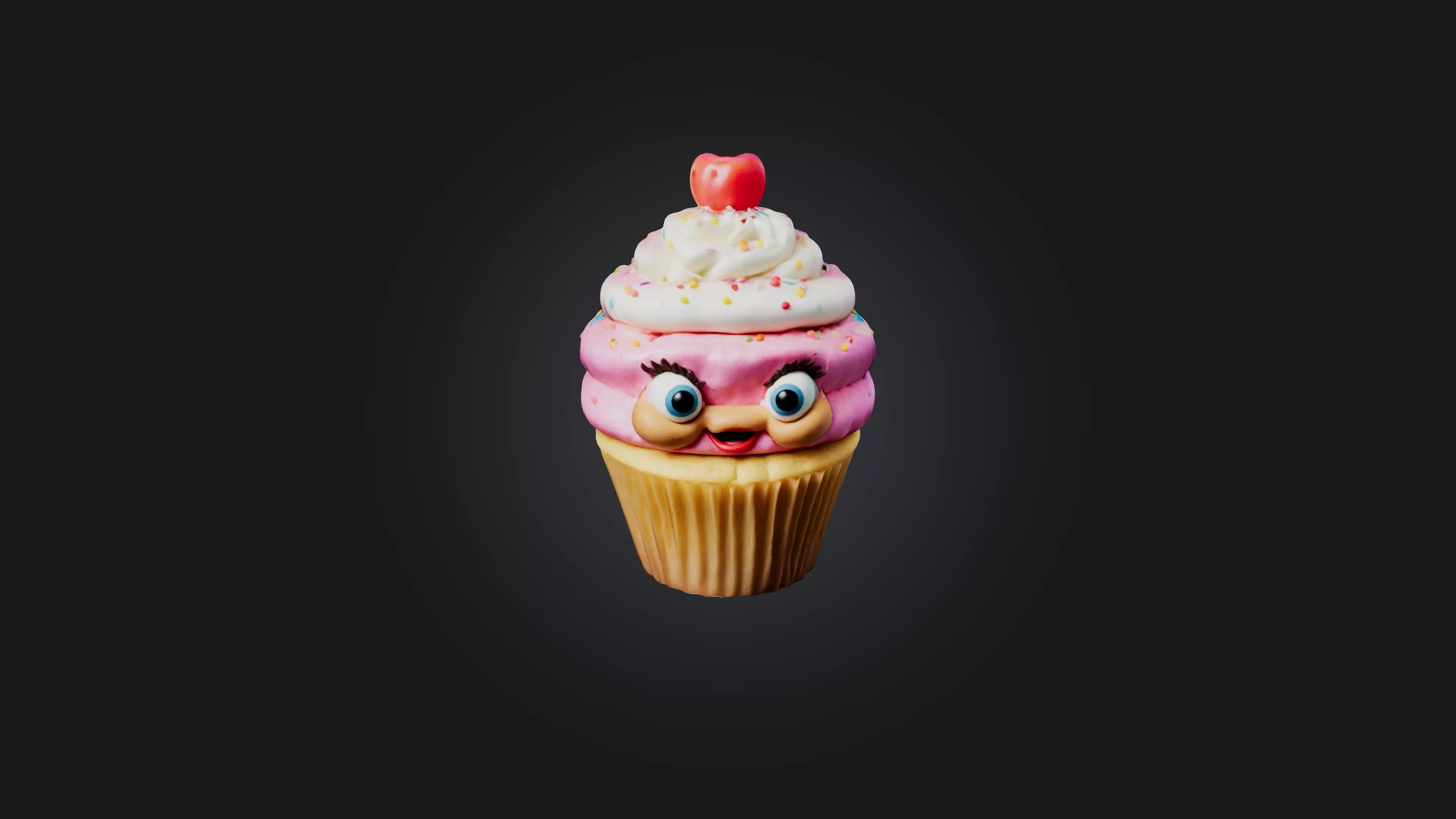Cartoon Cupcake 3D model_0