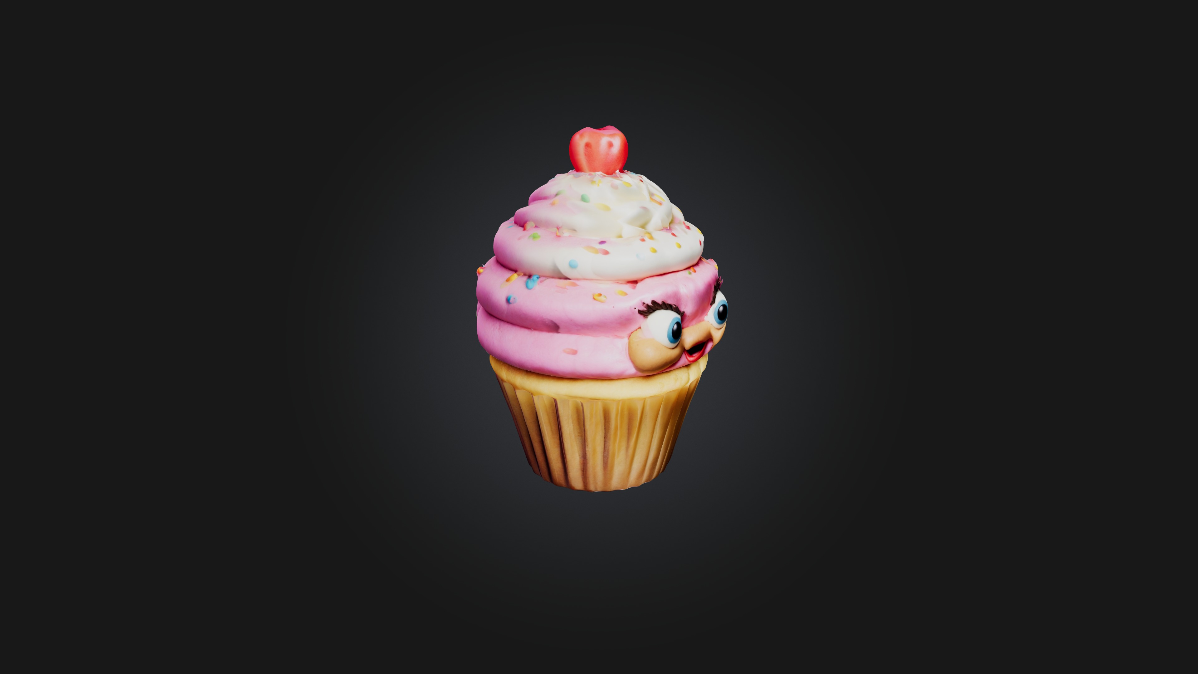 Cartoon Cupcake 3D model_3