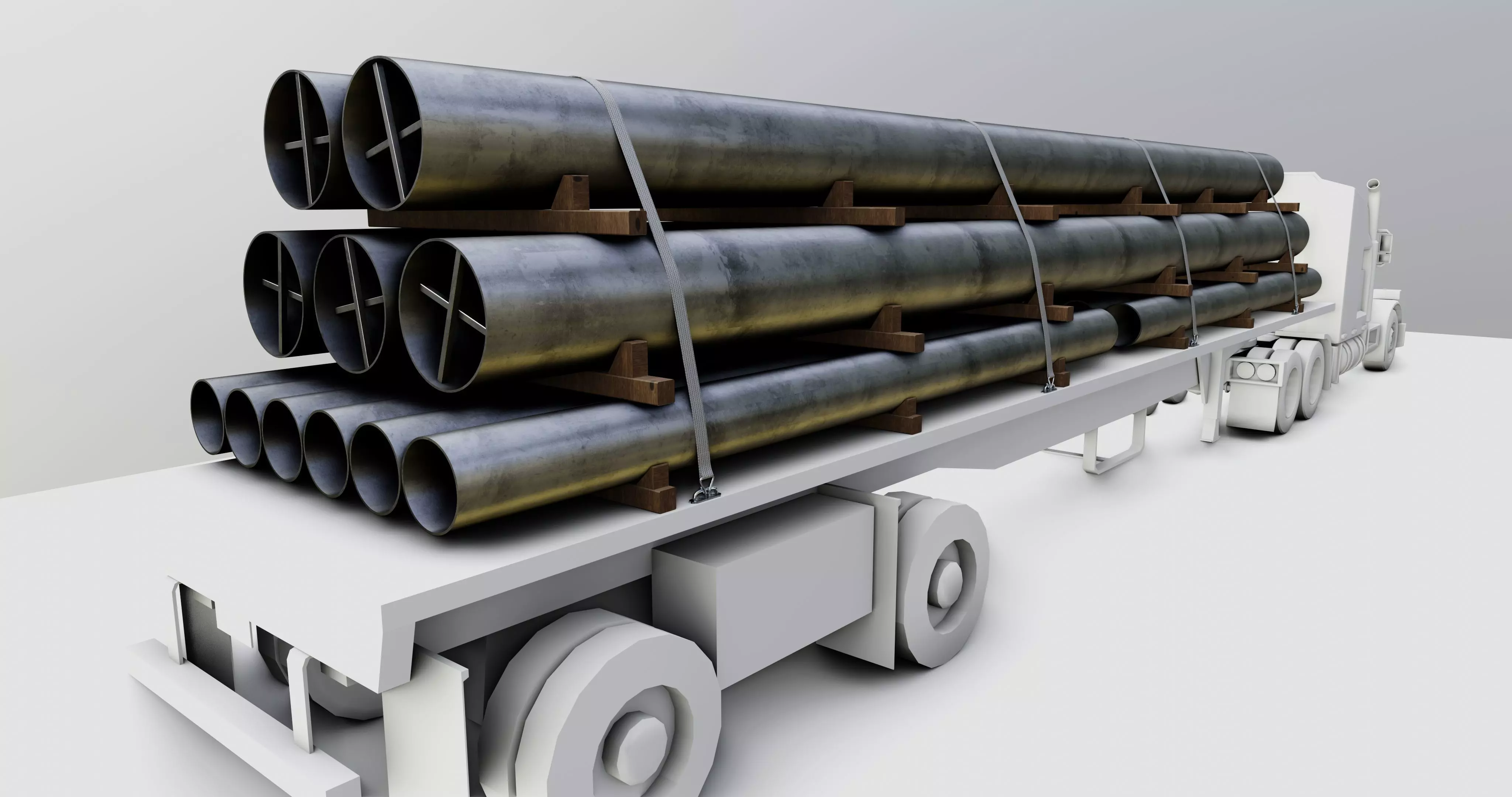 CARGO MODELS FOR TRUCK TRAILER-Pipes Type-1 3D model