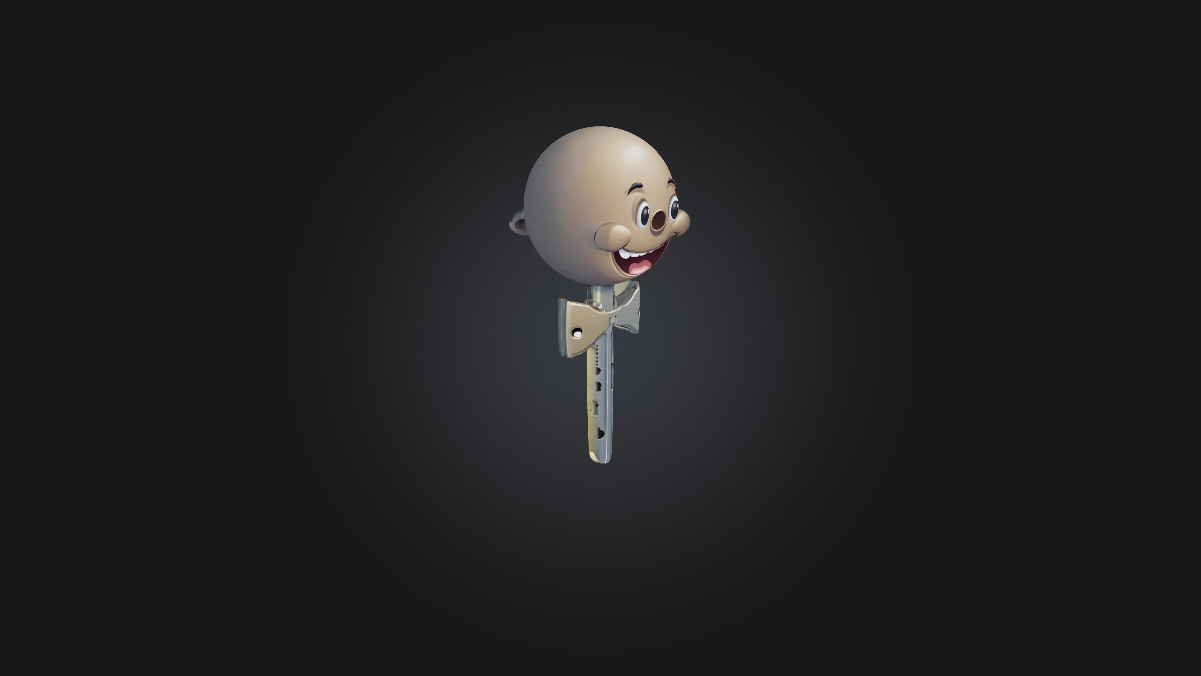 Cartoon Key 3D model_3