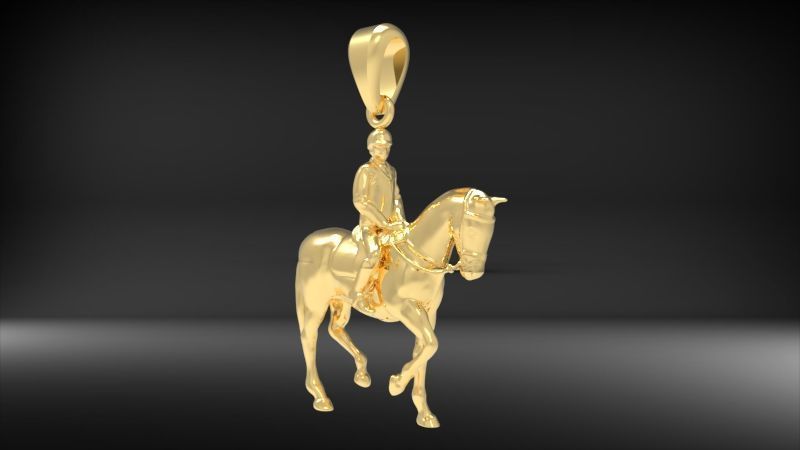 Jockey And Horse Pendant Necklace 3D print model_1