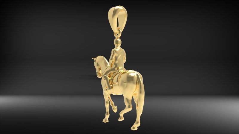 Jockey And Horse Pendant Necklace 3D print model_4