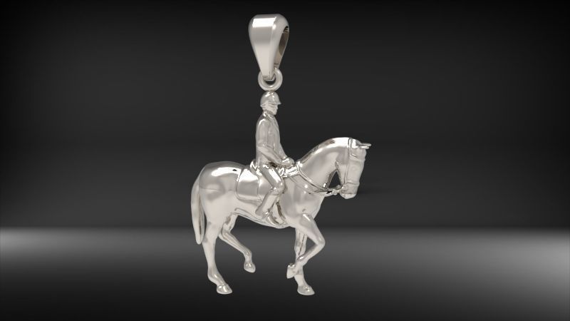 Jockey And Horse Pendant Necklace 3D print model_10