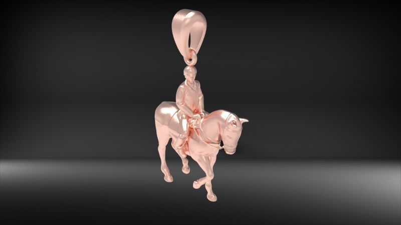 Jockey And Horse Pendant Necklace 3D print model_8