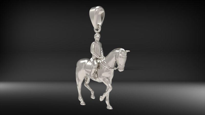 Jockey And Horse Pendant Necklace 3D print model_27