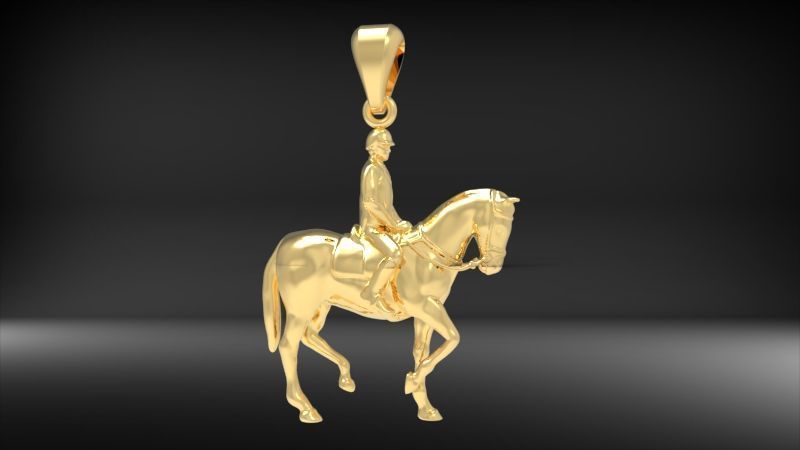 Jockey And Horse Pendant Necklace 3D print model_2