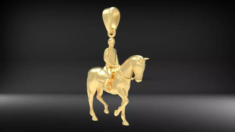 Jockey And Horse Pendant Necklace 3D print model_0