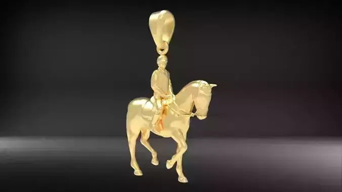 Jockey And Horse Pendant Necklace 3D print model