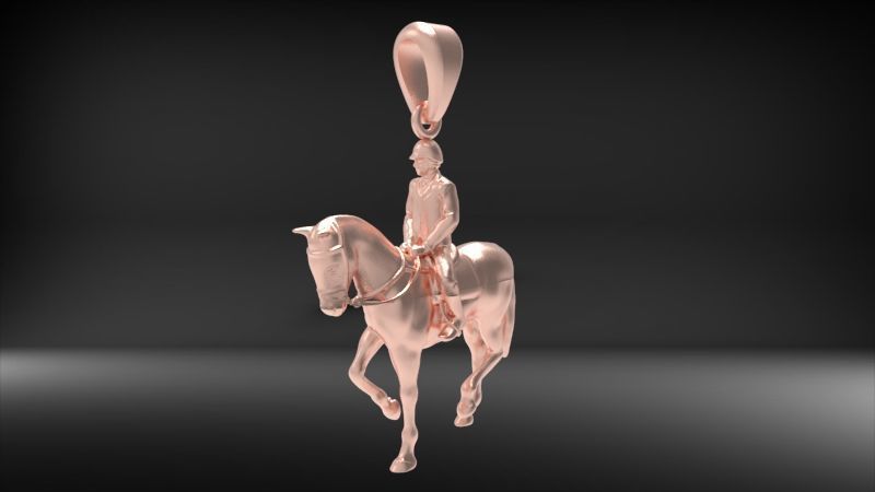 Jockey And Horse Pendant Necklace 3D print model_7