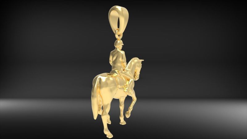 Jockey And Horse Pendant Necklace 3D print model_3