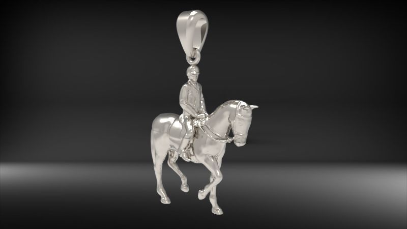 Jockey And Horse Pendant Necklace 3D print model_11