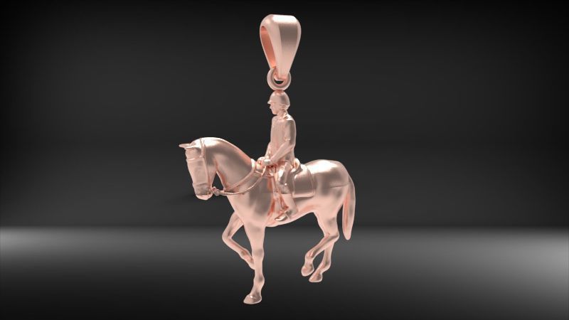 Jockey And Horse Pendant Necklace 3D print model_6
