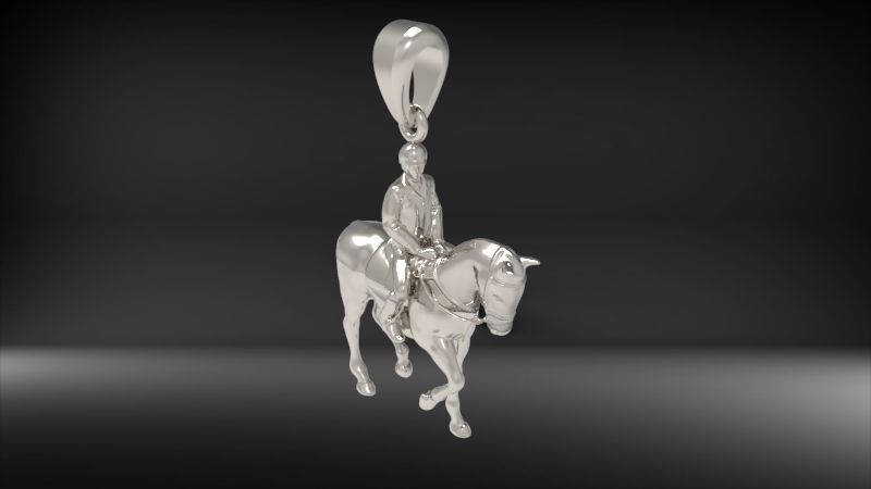 Jockey And Horse Pendant Necklace 3D print model_9