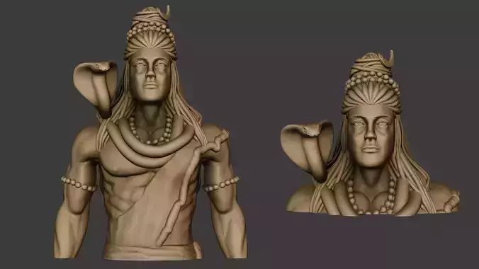 Lord Shiva god figure Bust and body 3d print 3D print model