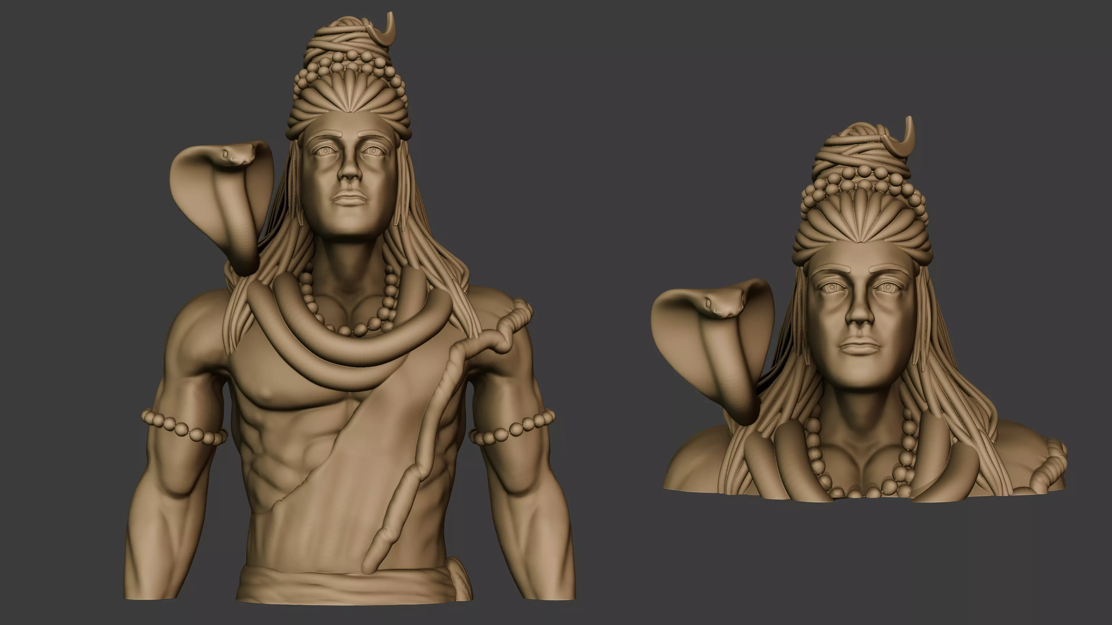 Lord Shiva god figure Bust and body 3d print 3D print model_0