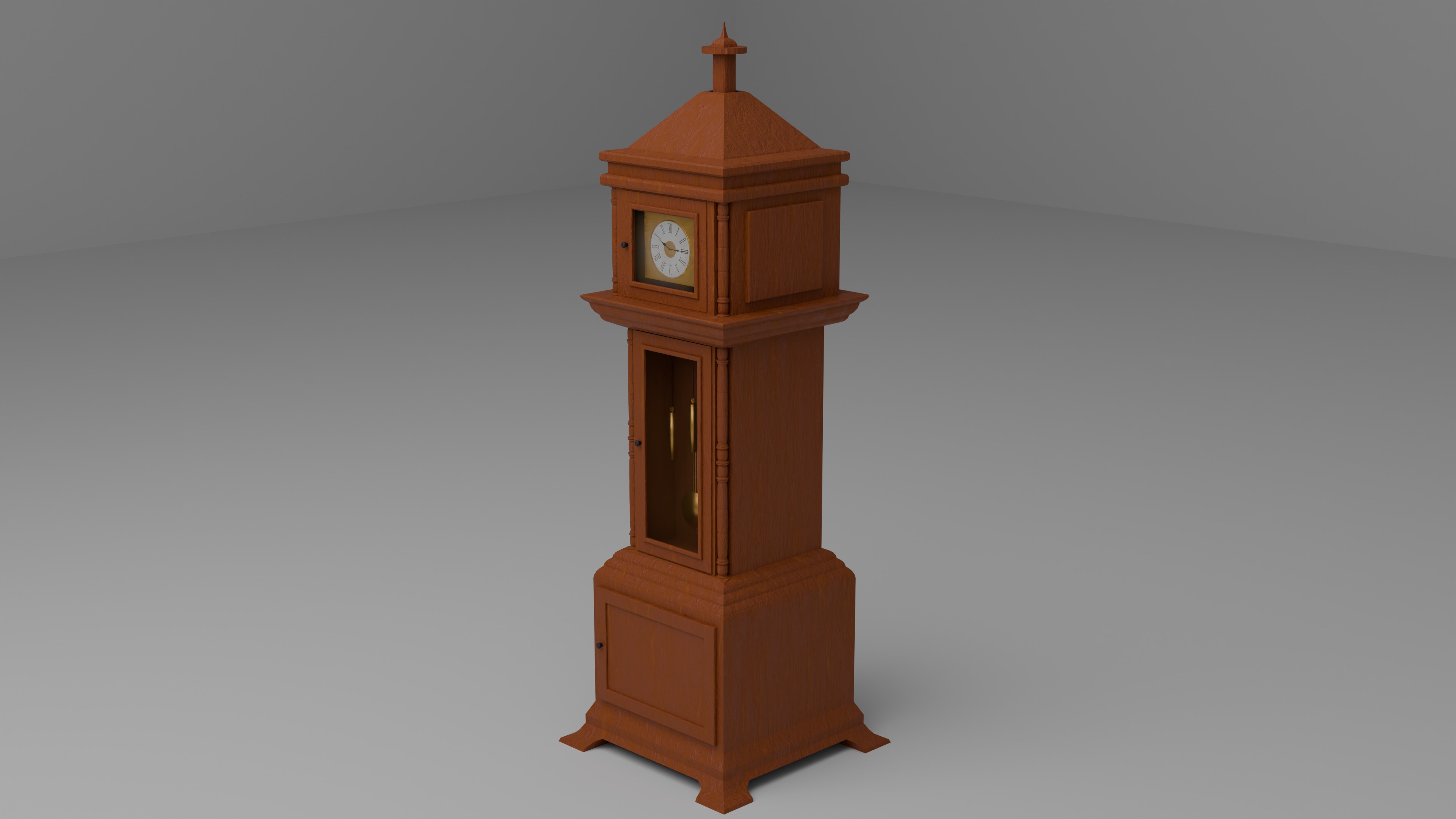 Grandfather clock Low-poly 3D model_5